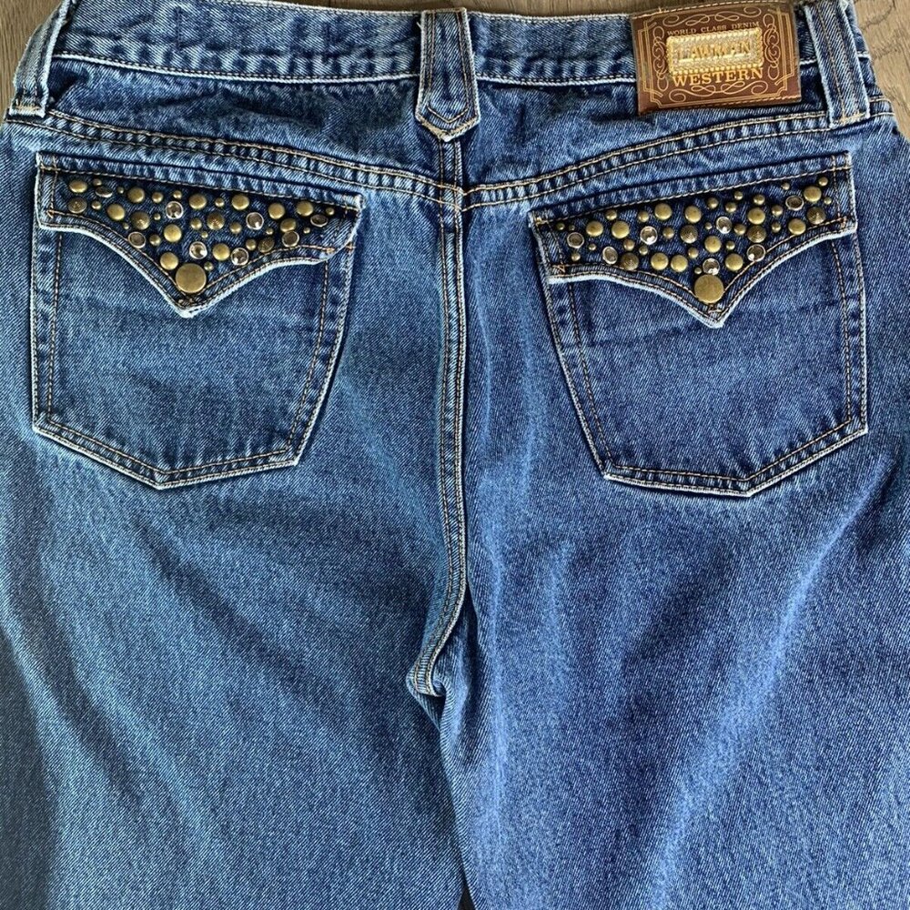 Lawman Western Womens Denim Jeans With Studded Back Pockets Blue Size 15 Classic - Picture 4 of 9